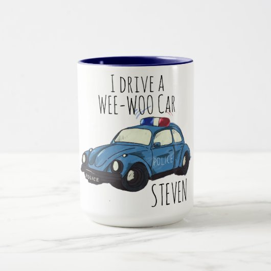 Funny Wee-Woo Car Cartoon Mug Tasse (Zentrum)