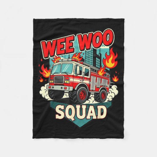 Funny Wee Woo Squad Fire Department Firefighter Fi Fleecedecke (Vorderseite)