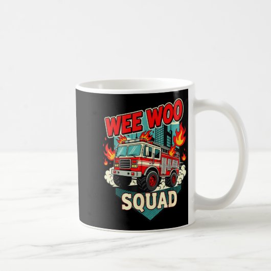 Funny Wee Woo Squad Fire Department Firefighter Fi Kaffeetasse (Rechts)