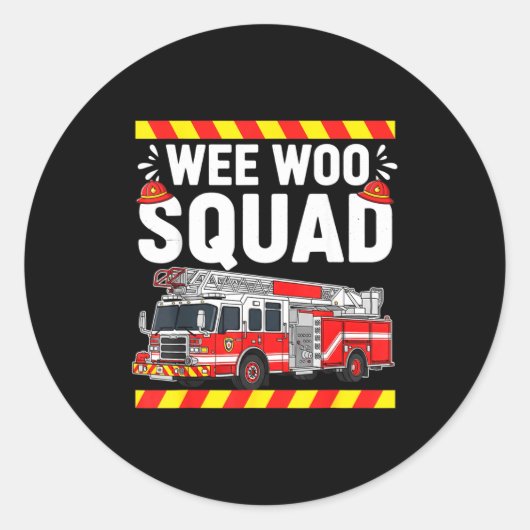 Funny Wee Woo Squad Fire Department Firefighter Fi Runder Aufkleber (Vorderseite)