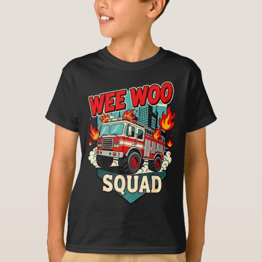 Funny Wee Woo Squad Fire Department Firefighter Fi T-Shirt (Vorderseite)