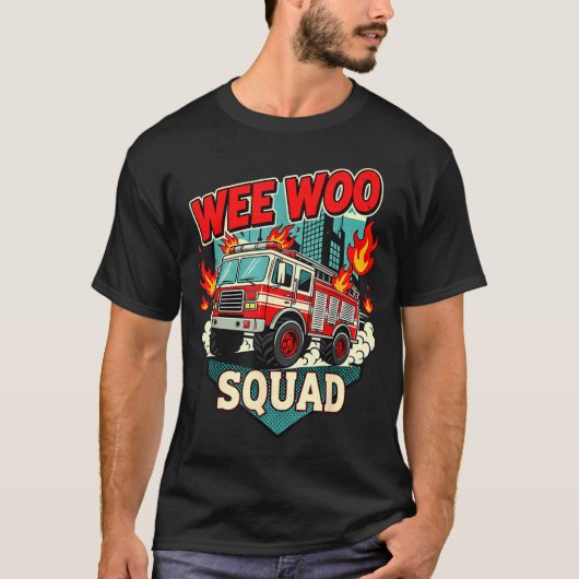 Funny Wee Woo Squad Fire Department Firefighter Fi T-Shirt (Vorderseite)