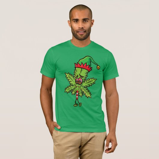 Funny Weed Christmas Elf T - Shirt (Vorne ganz)