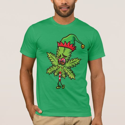 Funny Weed Christmas Elf T - Shirt (Vorderseite)