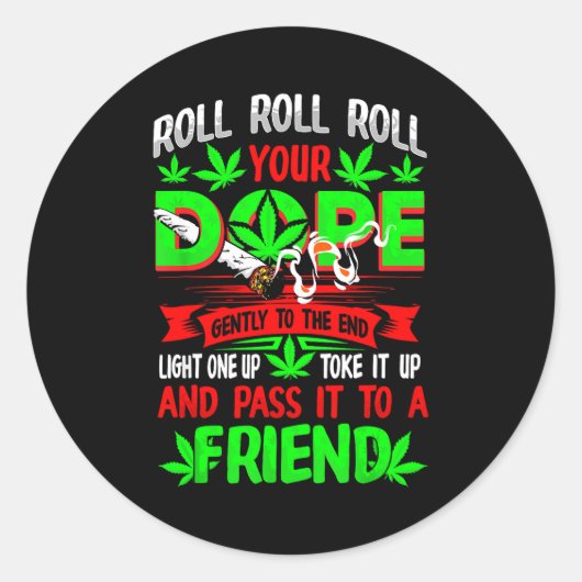 Funny Weed T Lover Roll Joint Friend Smoking Short Runder Aufkleber (Vorderseite)