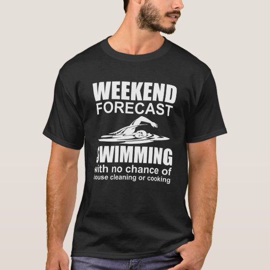 Funny Weekend Forecast Schwimmbad Cooler Spaß T-Shirt (Vorderseite)