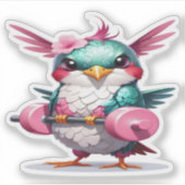Funny Weibchen Weightlift Hummingbird Sticker (Vorderseite)