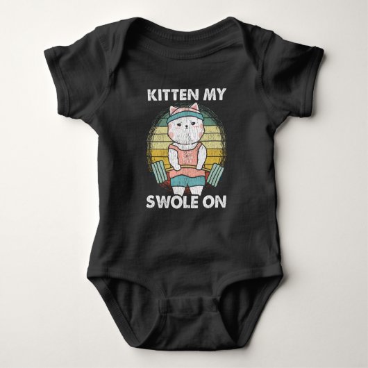 Funny WeighHebe Cat Gym Motivation Tier Baby Strampler (Vorderseite)