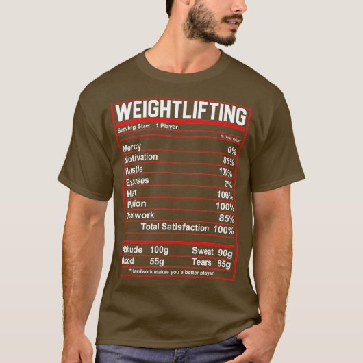 Funny Weightfting Nutrition Facts Bodybuilding T-Shirt (Vorderseite)