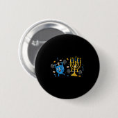 Funny Weightlifting Gym Dreidel Menorah Hanukkah W Button (Vorne & Hinten)