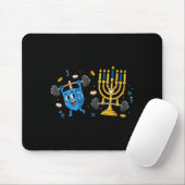 Funny Weightlifting Gym Dreidel Menorah Hanukkah W Mousepad (Mit Mouse)