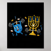 Funny Weightlifting Gym Dreidel Menorah Hanukkah W Poster (Vorne)