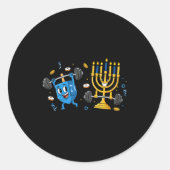 Funny Weightlifting Gym Dreidel Menorah Hanukkah W Runder Aufkleber (Vorderseite)