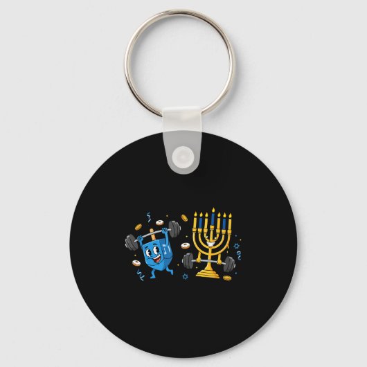 Funny Weightlifting Gym Dreidel Menorah Hanukkah W Schlüsselanhänger (Vorderseite)