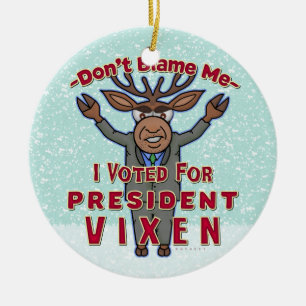 Funny WeihnachPräsidentin Vixen Reindeer Politisc Keramikornament