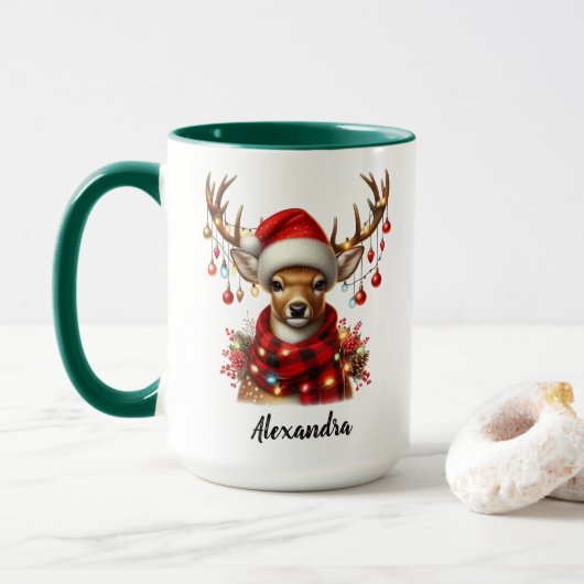 Funny Weihnachten Rentiere Tasse, Personalisierter Tasse (Mit Donut)