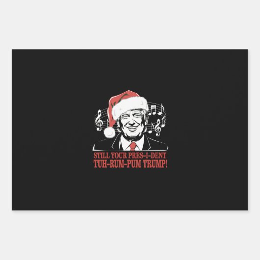 Funny Weihnachts Präsident Trump Pajamas Ugly Xmas Geschenkpapier Set (Vorderseite)