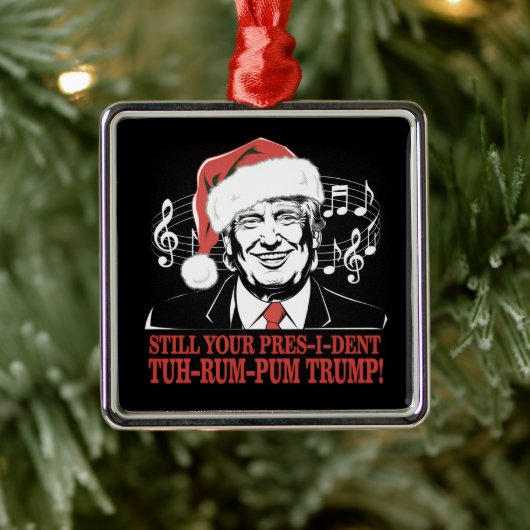 Funny Weihnachts Präsident Trump Pajamas Ugly Xmas Ornament Aus Metall (Baum)