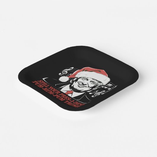 Funny Weihnachts Präsident Trump Pajamas Ugly Xmas Pappteller (Gewinkelt)