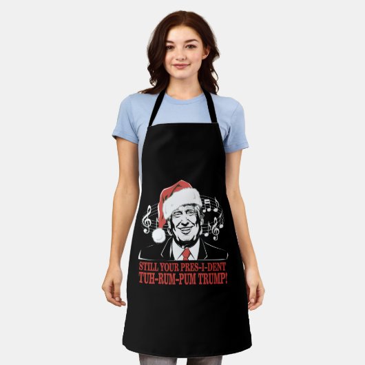 Funny Weihnachts Präsident Trump Pajamas Ugly Xmas Schürze (Getragen)