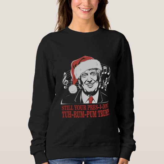 Funny Weihnachts Präsident Trump Pajamas Ugly Xmas Sweatshirt (Vorderseite)