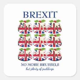 Funny   Weihnachts-Pudding   UNION JACK   BREXIT Quadratischer Aufkleber
