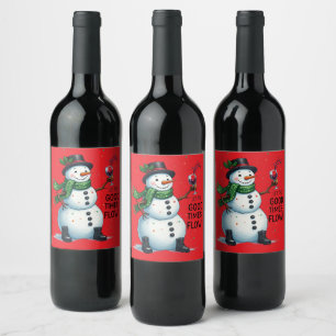 Funny Weihnachts Schneemann gute Zeiten trinken Pa Weinetikett