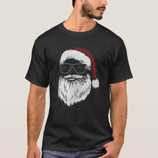 Funny Weihnachtsgesicht mit Sonnenbrille, die Bart T-Shirt (Vorderseite)