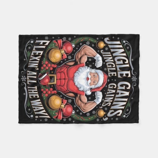 Funny Weihnachtsgymnastik Workout Motivierend Fell Fleecedecke (Vorderseite (Horizontal))