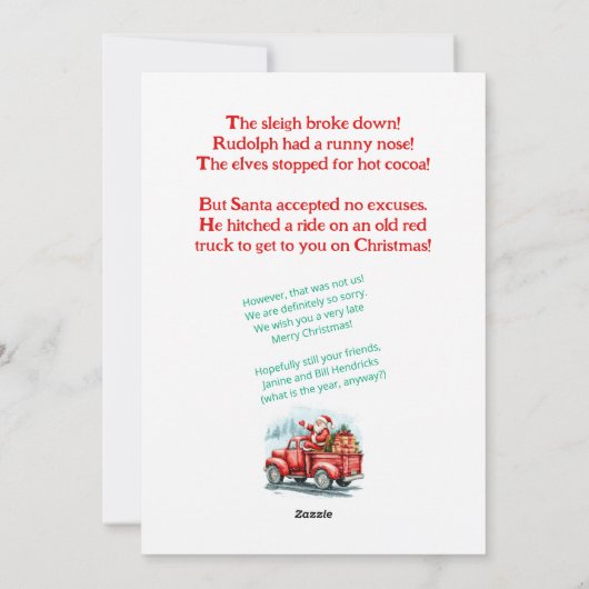 Funny Weihnachtskarte Feiertagskarte (Rückseite)