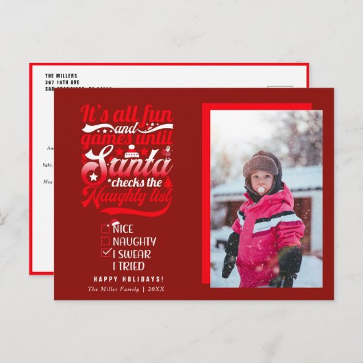 Funny Weihnachtskarten Feiertagspostkarte (Vorne/Hinten)