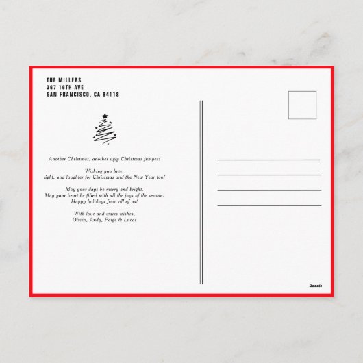 Funny Weihnachtskarten Feiertagspostkarte (Rückseite)