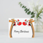 Funny Weihnachtsmann auf Giraffe Frohe Weihnachten Postkarte (Stehend Vorderseite)