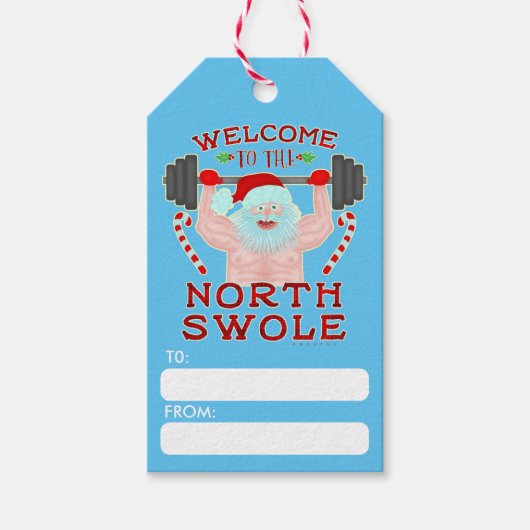 Funny Weihnachtsmann Claus Swole Weightlifter Geschenkanhänger (Vorderseite)