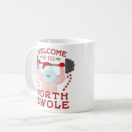 Funny Weihnachtsmann Claus Swole Weightlifter Kaffeetasse (Vorderseite Links)