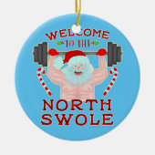 Funny Weihnachtsmann Claus Swole Weightlifter Keramik Ornament (Vorne)