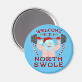 Funny Weihnachtsmann Claus Swole Weightlifter Magnet (Vorderseite/Rückseite)