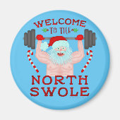 Funny Weihnachtsmann Claus Swole Weightlifter Magnet (Vorne)
