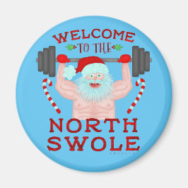 Funny Weihnachtsmann Claus Swole Weightlifter Magnet