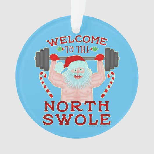 Funny Weihnachtsmann Claus Swole Weightlifter Ornament (Vorderseite)
