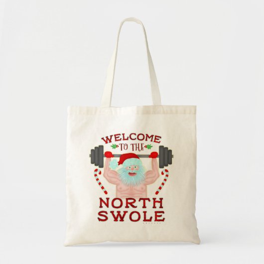 Funny Weihnachtsmann Claus Swole Weightlifter Tragetasche (Vorne)