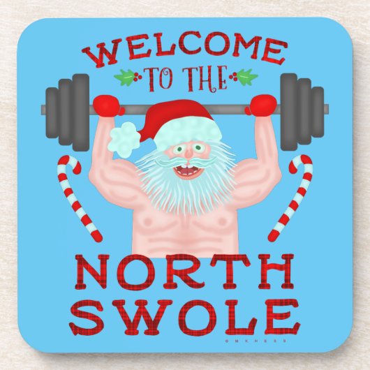 Funny Weihnachtsmann Claus Swole Weightlifter Untersetzer (Vorderseite)
