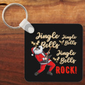 Funny Weihnachtsmann Gitarre spielen Weihnachten Schlüsselanhänger (Vorderseite)