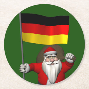 Funny Weihnachtsmann mit dem Ende Deutschlands Runder Pappuntersetzer