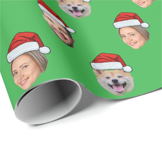 Funny Weihnachtsmannmütze Gesicht, Custom Face 3 F Geschenkpapier (Rolleneckpunkt)