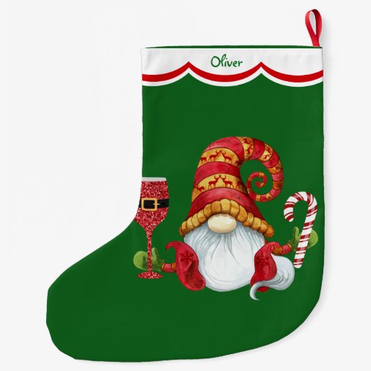 Funny Weihnachtsmannmütze Gnome Großer Weihnachtsstrumpf (Rückseite)