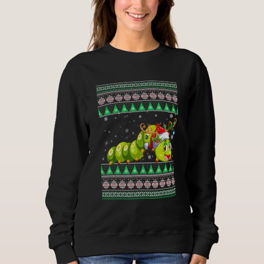 Funny Weihnachtsmannmütze Matching Ugly Raupe Chri Sweatshirt (Vorderseite)