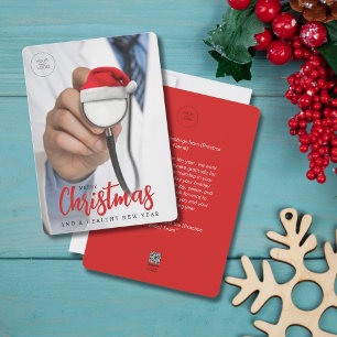 Funny Weihnachtsmannmütze Stethoscope LOGO Medical Feiertagskarte