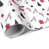 Funny Weihnachtsmuster von Rot, Schwarz, Weiß Geschenkpapier (Rolleneckpunkt)