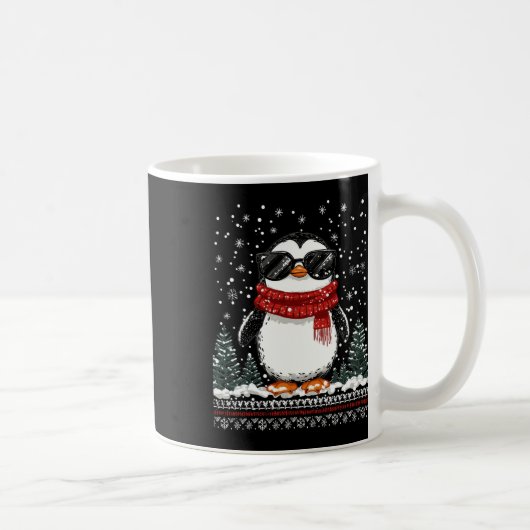 Funny Weihnachtspenguin mit Sungles Ugly Christma Kaffeetasse (Rechts)